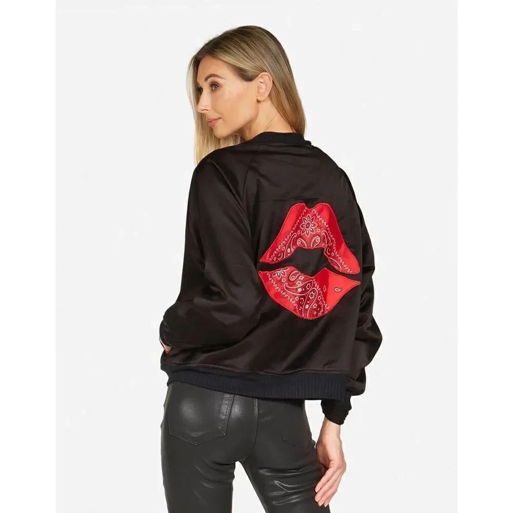 Lauren Moshi Trishelle Bomber Jacket in Black & Red Bandana XL $330